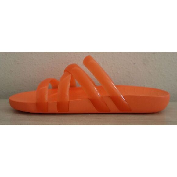 Crocs 208537-83I Women's Sz 9 Persimmon Orange Splash Glossy Strappy Slides - Picture 7 of 10